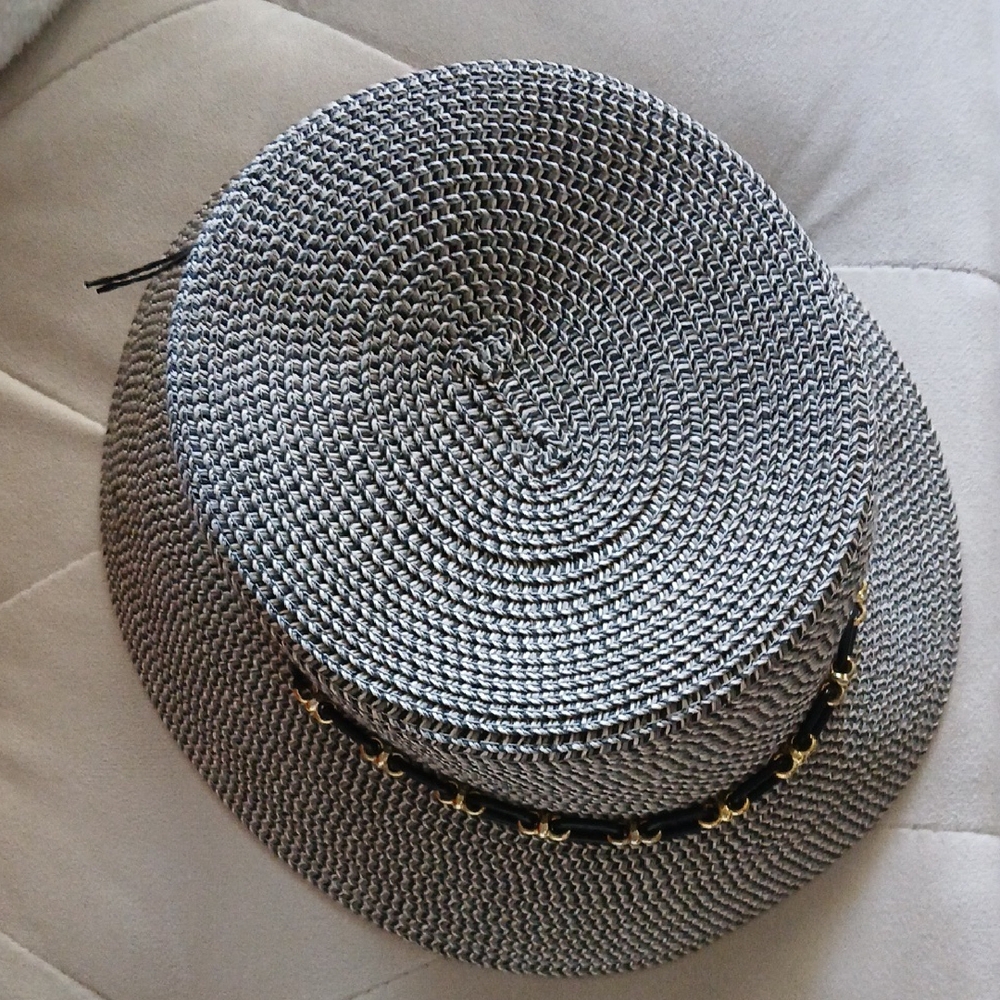 Nine West Black and White Woven Hat